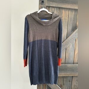 Apt. 9 Colorblock Sweater Dress Long Sleeve Cowl Neck Ribbed Knit Hem Size Small